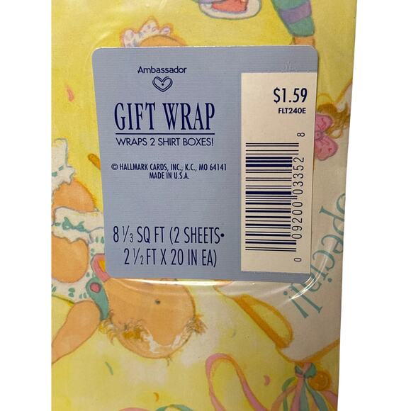 Vintage Baby Wrapping Paper Lot Hallmark Ambassador 1990s Sealed & Loose Sheets - Picture 6 of 8